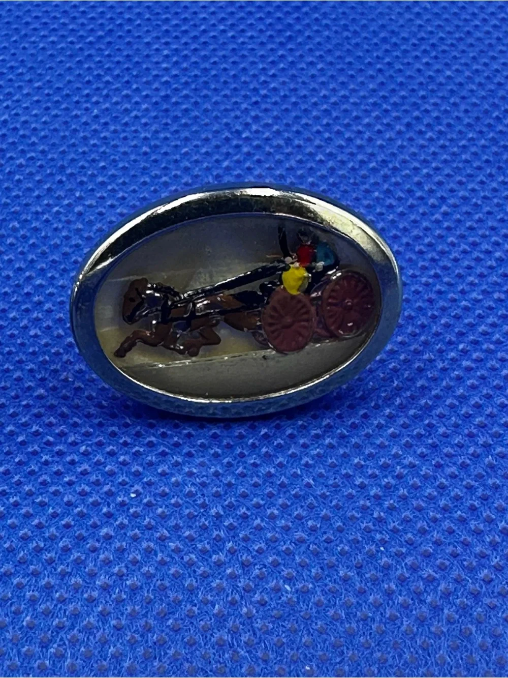Vintage Gold-Tone Horse & Open Carriage Oval Cufflinks